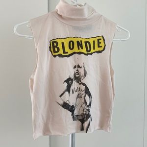 Cool Vintage Blondie Cropped Rock and Roll Turtle Neck Tank Tee.